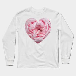 Delicate Pink Rose Flower Heart Long Sleeve T-Shirt